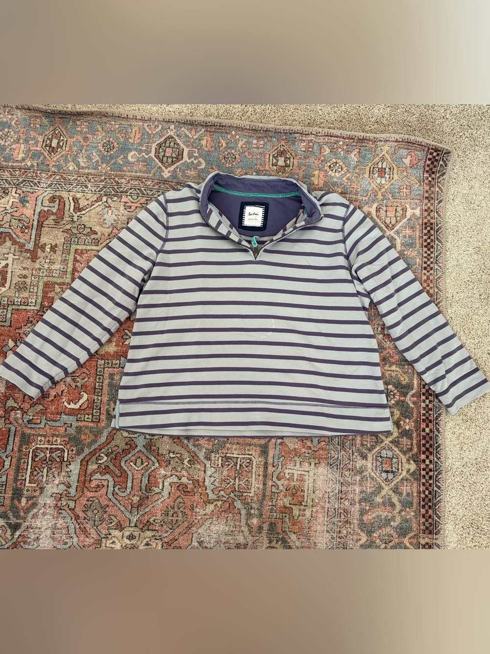 Boden 100% Cotton Lightweight Long Sleeve Pullover 1/4 Zip - Women’s Large